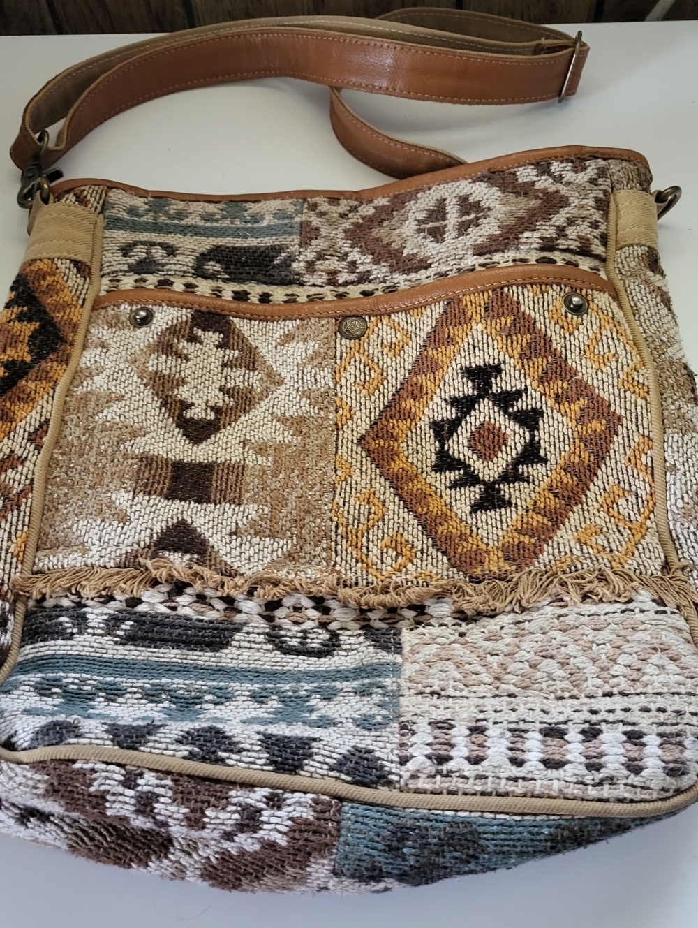 Myra Bag - Sonoran Sands All Cotton And Leather. Ink Spot On Lining See Pics